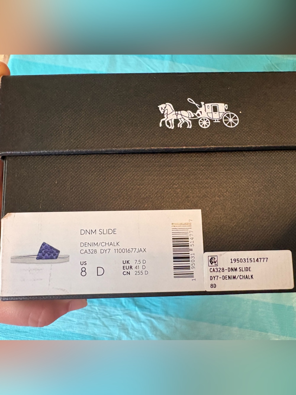 Coach DNM Slide Sandal in Denim and Chalk